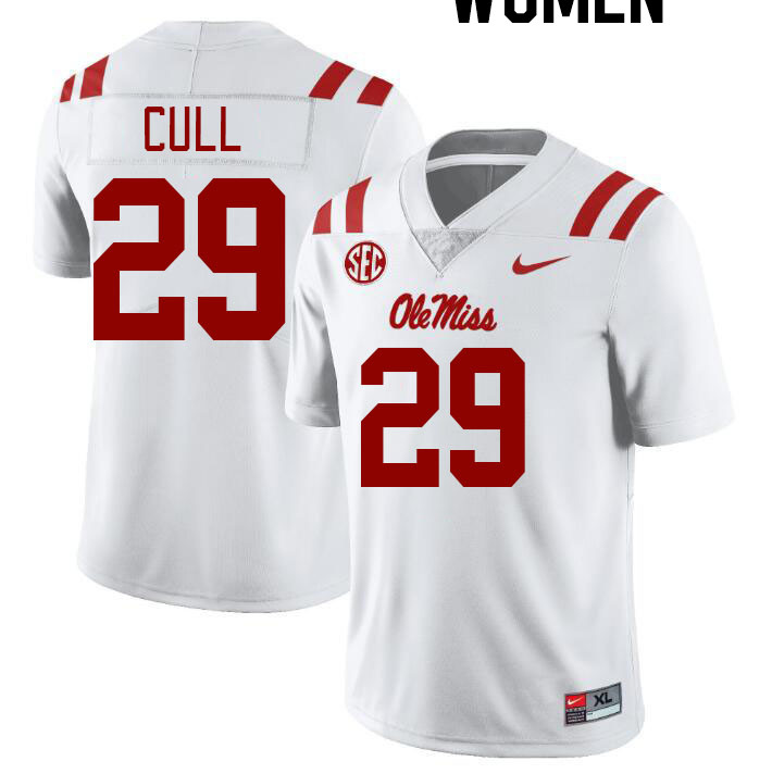 Women #29 Nick Cull Ole Miss Rebels College Football Jerseyes Stitched Sale-White